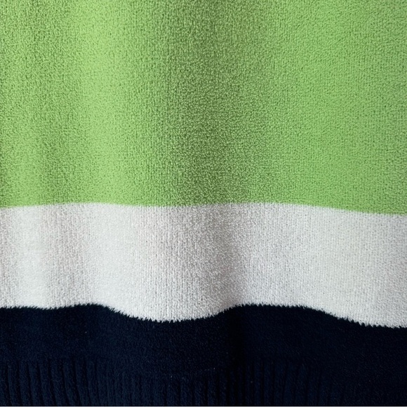 Talbots White, Green, Navy Summer Long Sleeve Sweater, Large Petite - Picture 9 of 10
